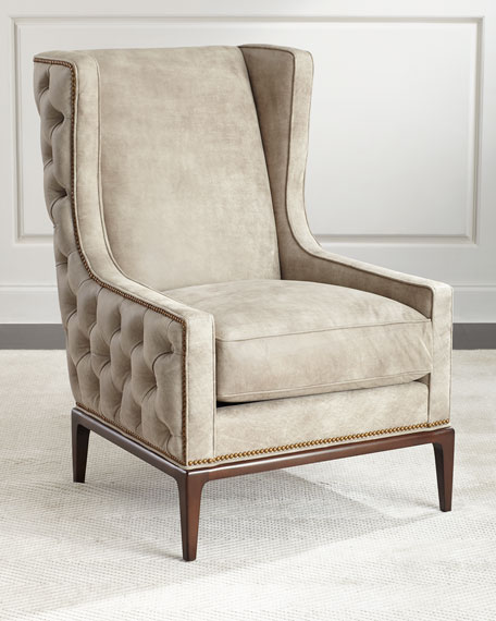 Ambella-Idris-Tufted-Back-Leather-Wing-Chair.png Bedroom Sofa Chair #SSBC40 - Image 1