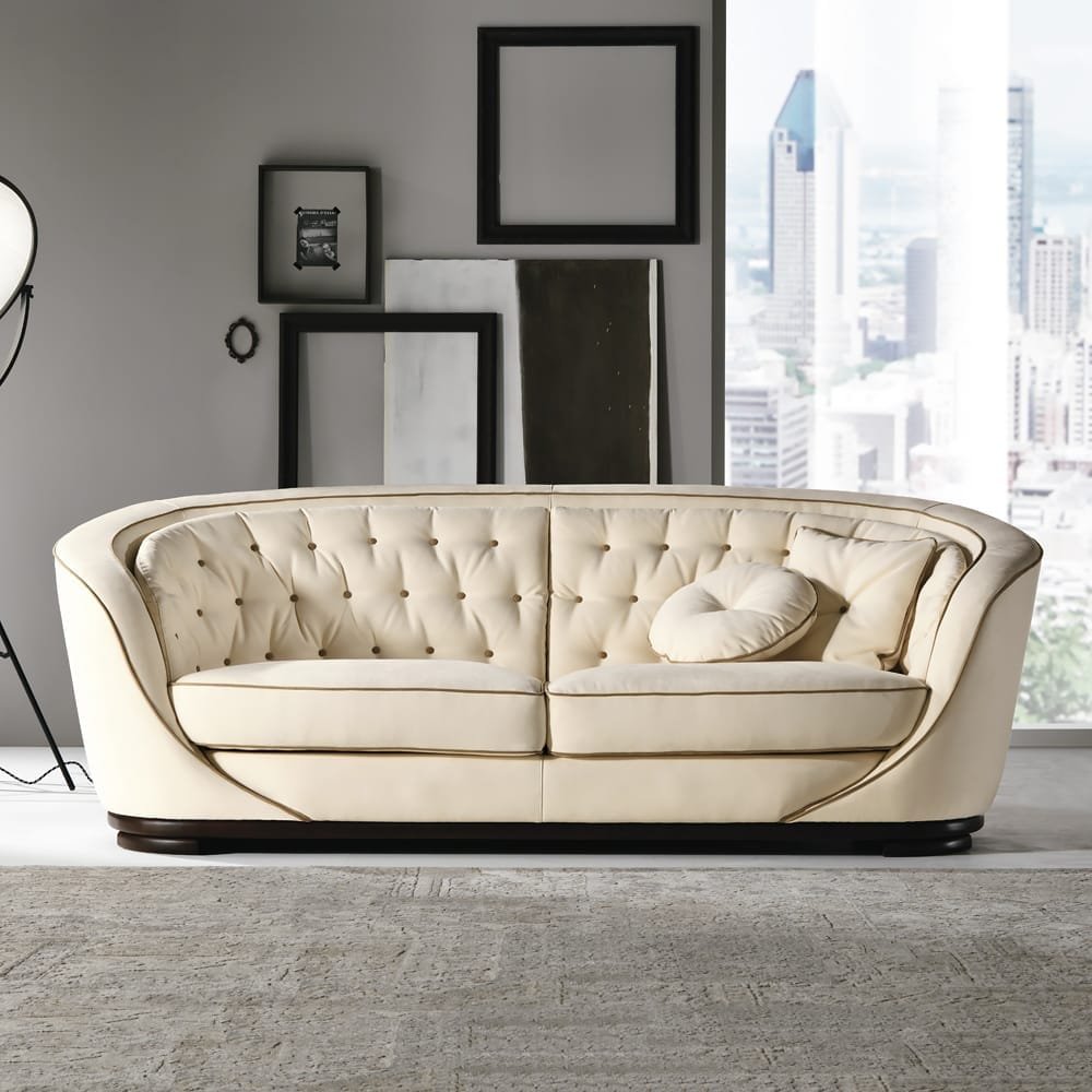 modern-cream-faux-leather-sofa-4.jpg Modern Three Seater Sofa TSS9 - Image 1