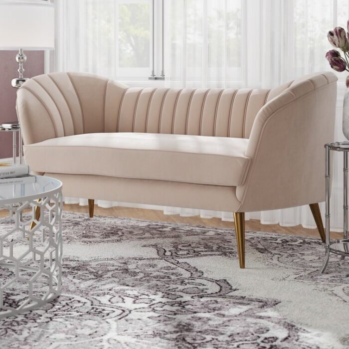 Tiberius Velvet Flared Arm Love seat - Image 2